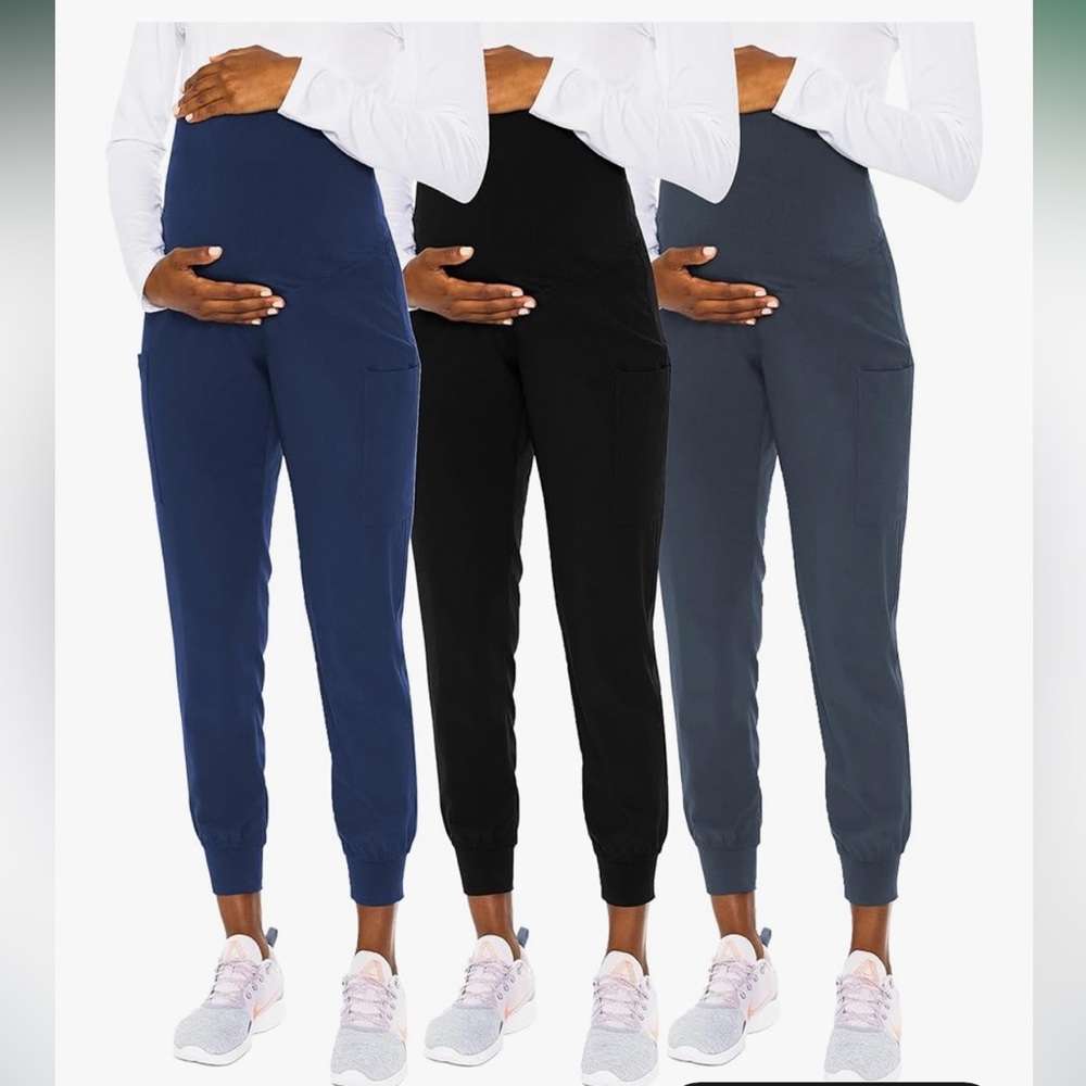 Med Couture Maternity Jogger Scrub Pants (3) Color: Black, Royal Blue & Gray XSP